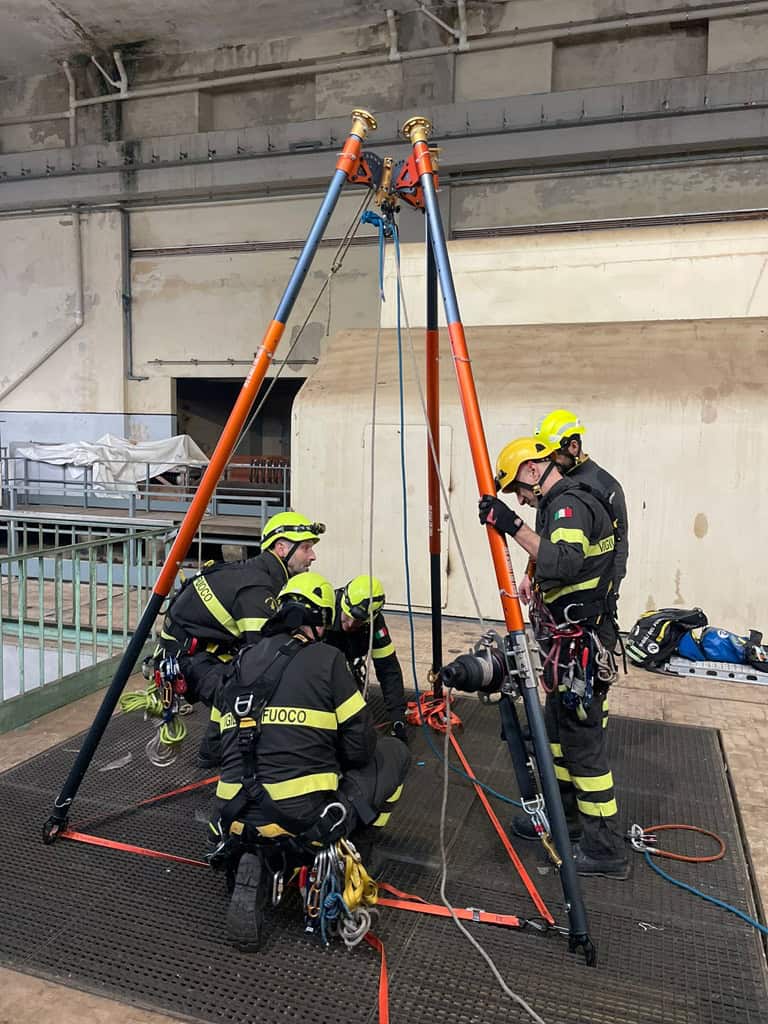 La centrale di Santa Barbara per le esercitazioni dei Vigili del Fuoco