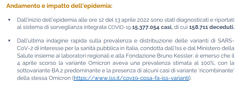Report ISS Covid-19 alla data del 13 aprile 2022