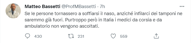 Tweet Matteo Bassetti