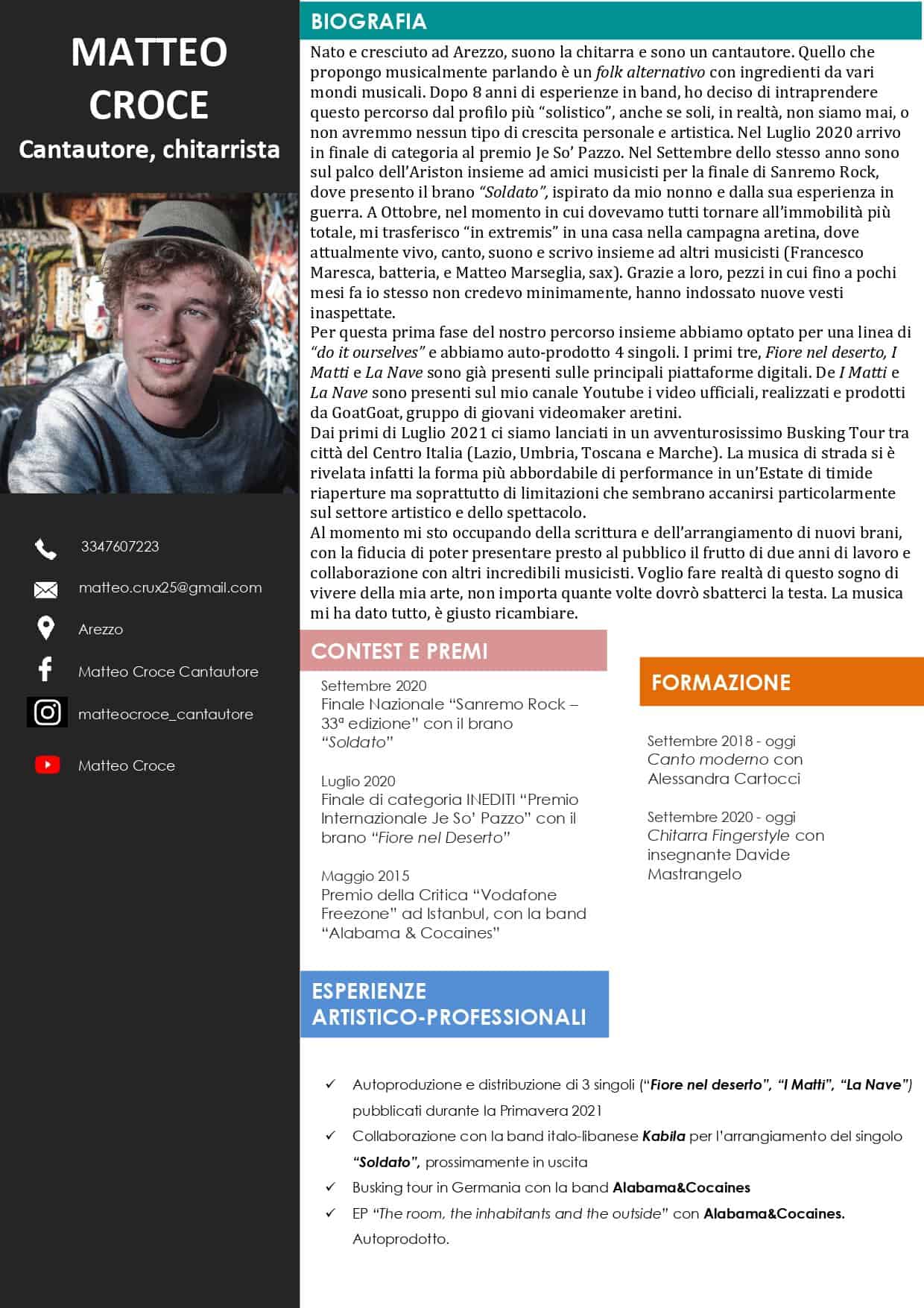 Cantautore toscano Matteo Croce