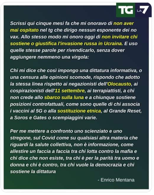 Comunicato Enrico Mentana