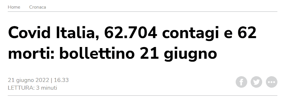 Bollettino contagi covid 21 giugno 2022