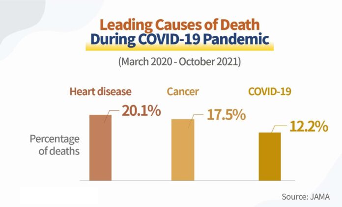 Le principali causa di morte negli Stati Uniti da marzo 2020 ad ottobre 2021