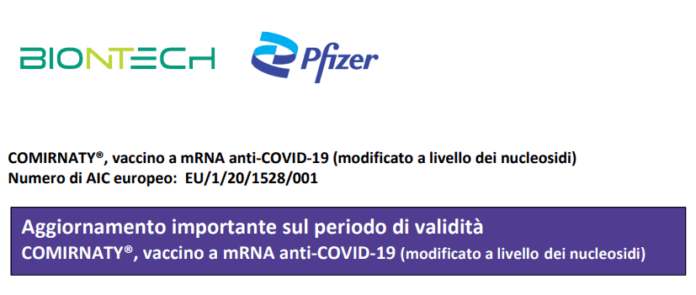 L'Unione Europea aggiorna il periodo di validità del farmaco/vaccino mRNA di Pfizer BioNTech