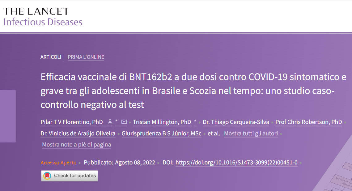 Efficacia vaccinale di BNT162b2 a due dosi contro COVID-19