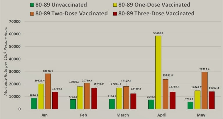 Report tassi di mortalitร etร , stato di vaccinazione Inghilterra