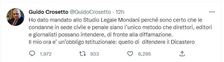 Crosetto contro i giornalisti