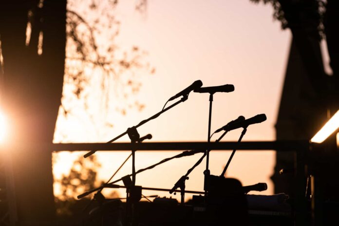 Musicisti spettacolo concerto microfoni