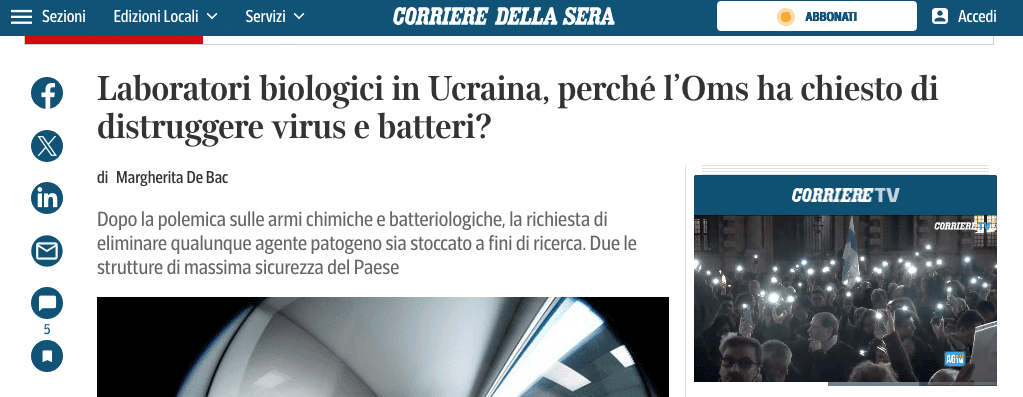 Fonte Corriere della Sera