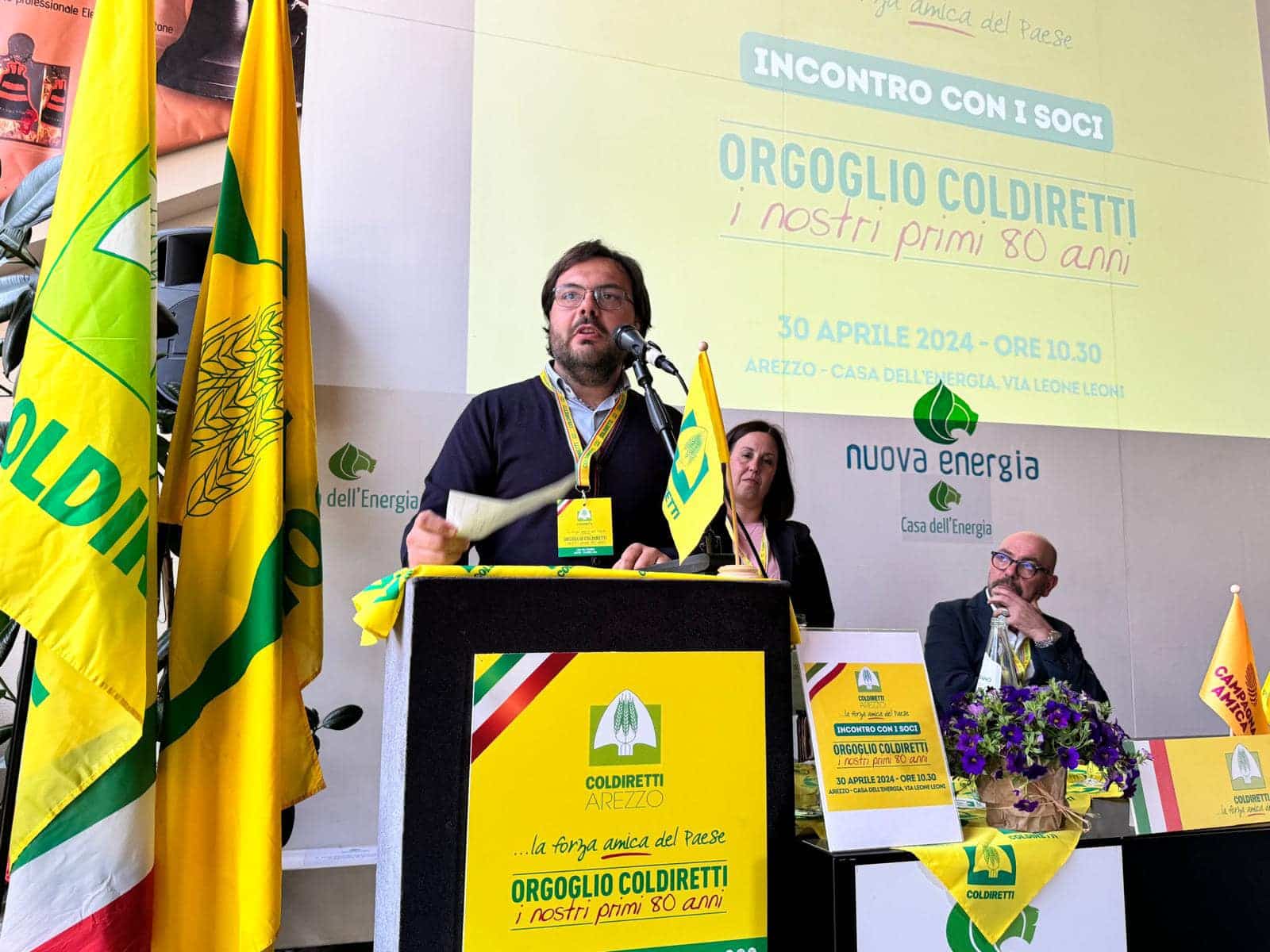 Il Presidente di Sezione di Bibbiena Gabriele Conticini durante il suo intervento