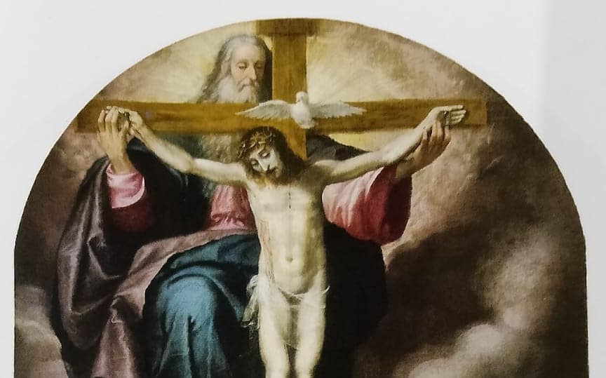 Trinità e i santi Andrea apostolo, Maria Maddalena e Cristina, Durante Alberti