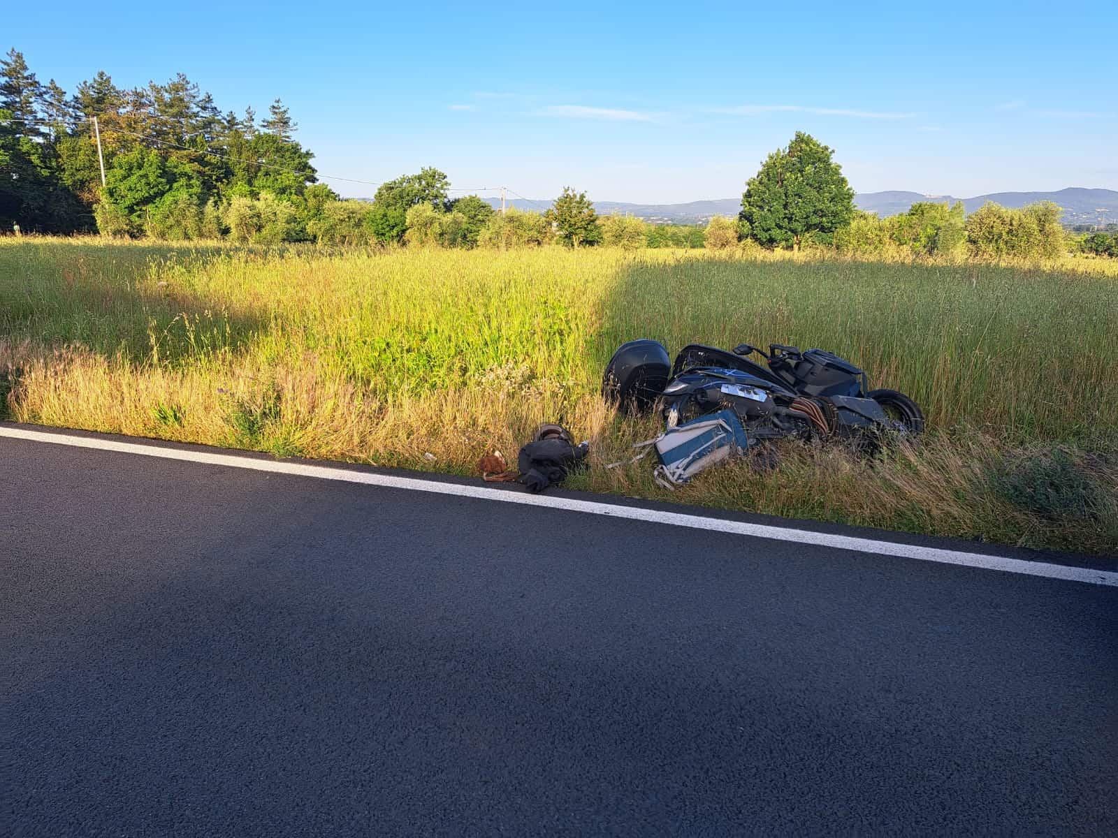 Incidente sulla SR71: scooter investe un lupo, ferito il motociclista