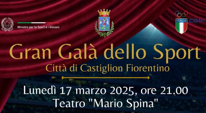 Lunedì 17 marzo il via al Gran Galà dello Sport Città di Castiglion Fiorentino