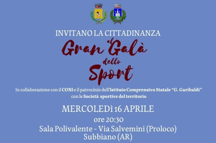 Il 16 aprile per Subbiano e Capolona è il giorno del Galà dello Sport