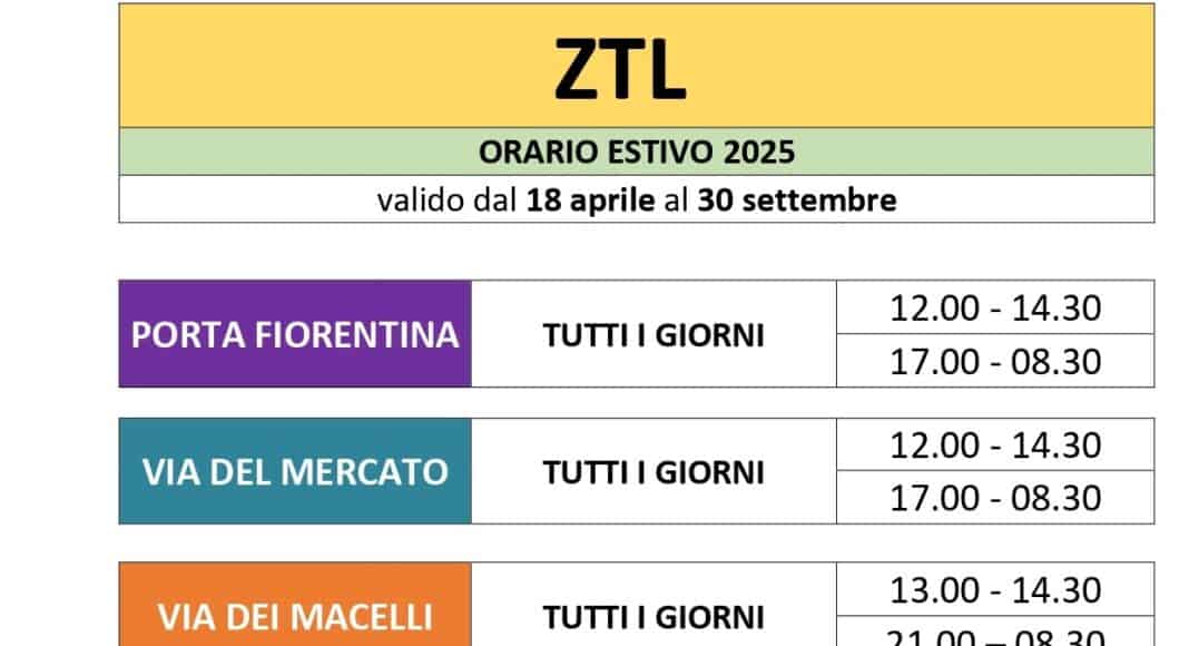 La nuova ZTL estiva di Castiglion Fiorentino in vigore dal 18 aprileLa nuova ZTL estiva di Castiglion Fiorentino in vigore dal 18 aprile