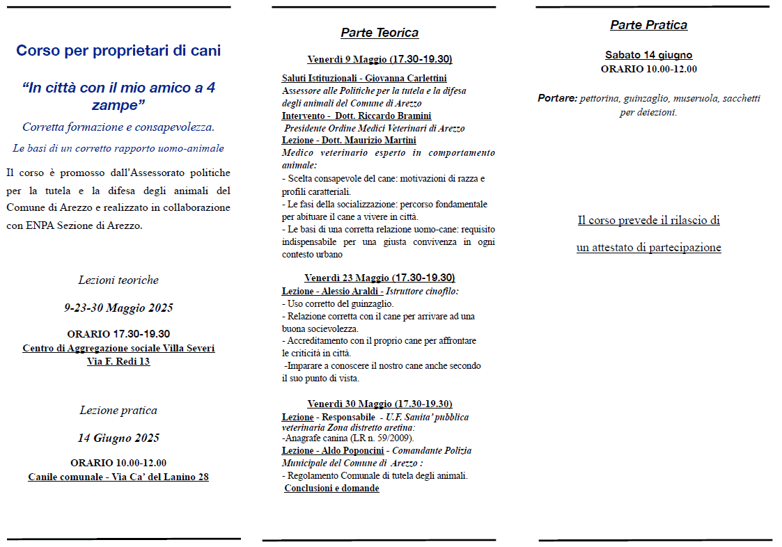 Corso gratuito per proprietari di cani