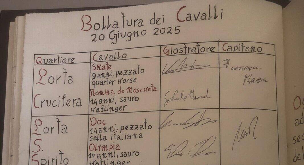 La cerimonia di investitura dei giostratori e bollatura dei cavalli