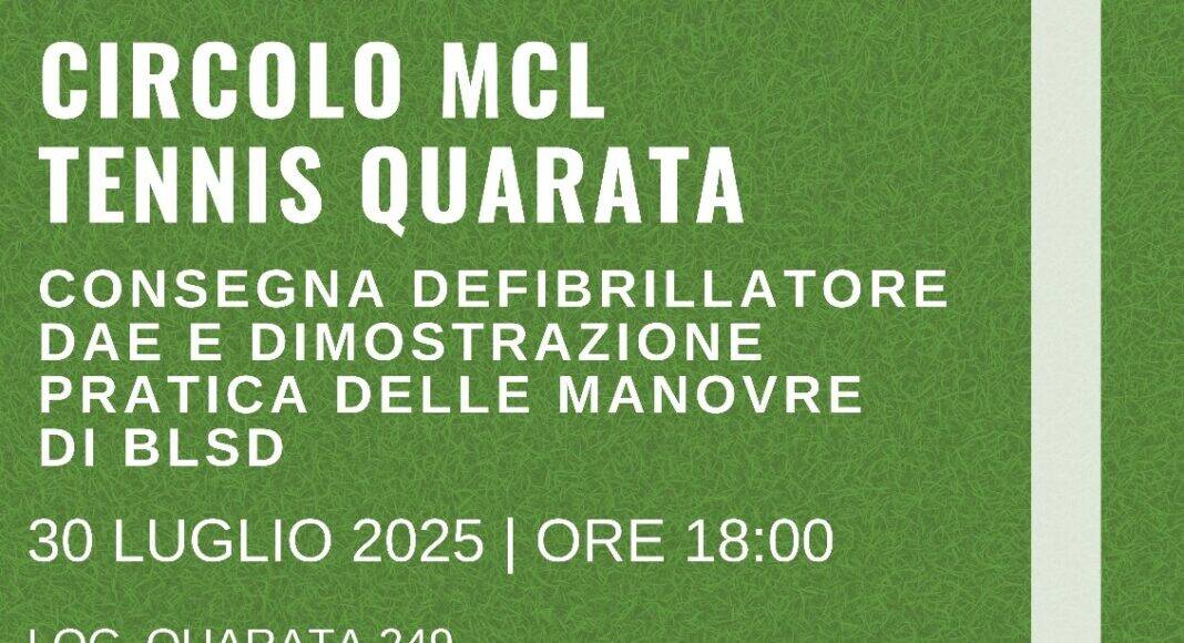 defibrillatore al Circolo MCL Tennis Quarata
