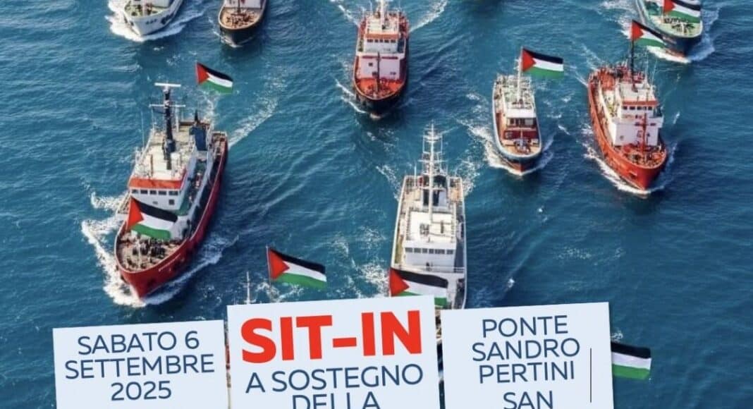 Sit in a sostegno della Global Sumud Flotilla a San Giovanni Valdarno
