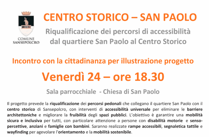 Accessibilità riqualificazione tra San Paolo e centro di Sansepolcro
