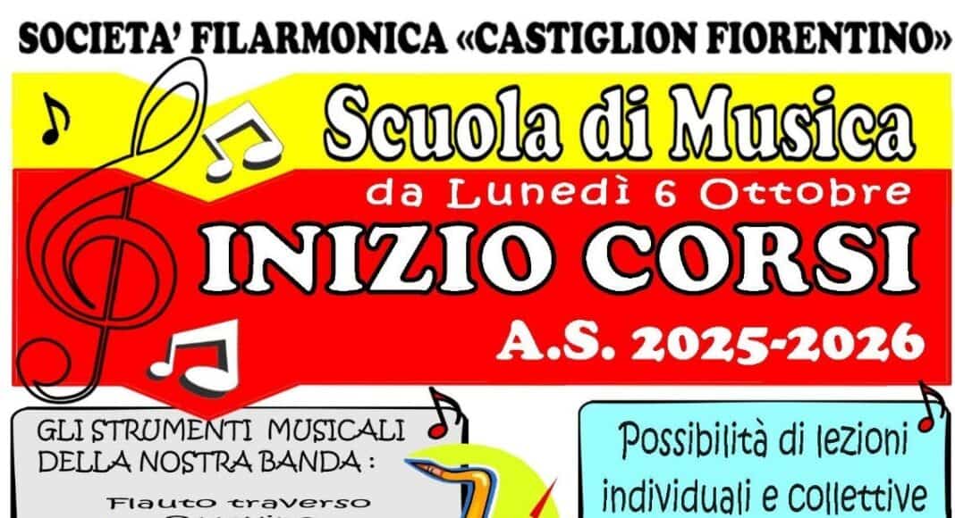 Al via i corsi di musica alla Filarmonica Castiglionese
