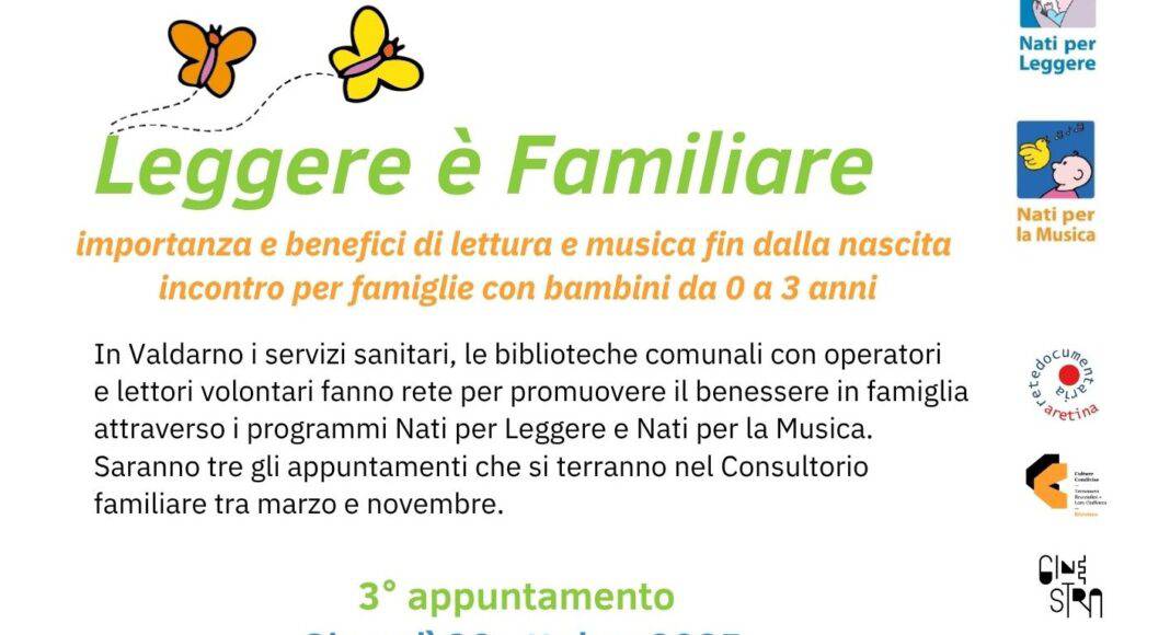“Leggere è familiare” il 30 ottobre ultimo appuntamento 2025