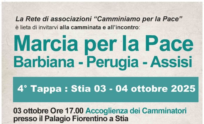 Pratovecchio Stia e Bibbiena saranno le tappe della marcia per la Pace