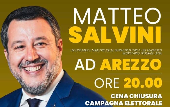 Salvini ad Arezzo per la chiusura della campagna elettorale