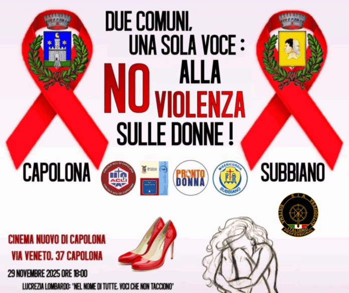 Capolona e Subbiano insieme per dire No alla Violenza sulle Donne