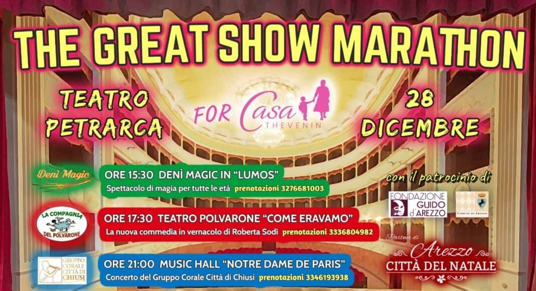 Il 28 dicembre “The Great Show Marathon” a sostegno di Casa Thevenin