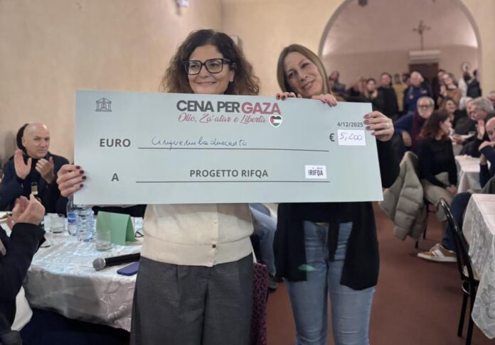 Cena per Gaza 5.200 euro raccolti a San Giovanni Valdarno