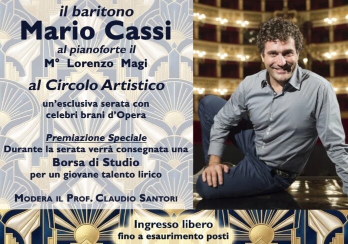 Lunedì 5 gennaio il Circolo Artistico ospita il baritono Mario Cassi