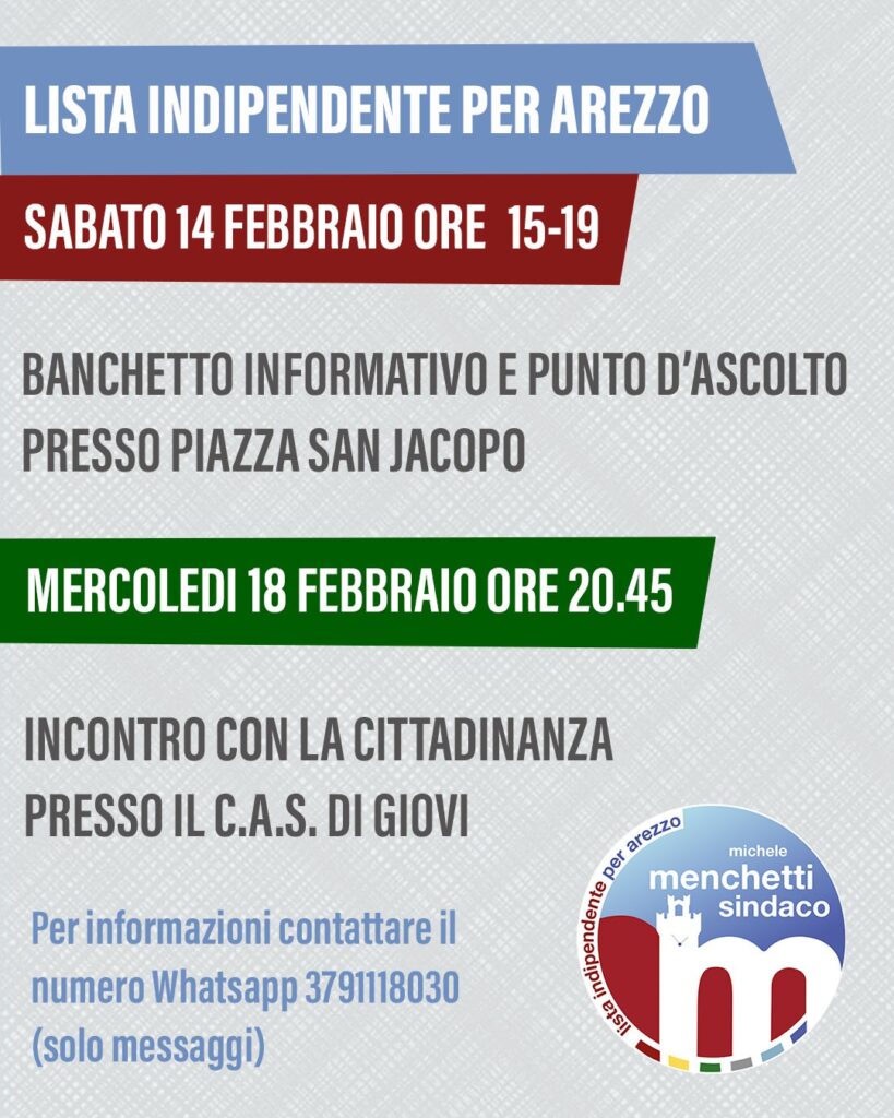 Gli eventi della Lista Indipendente per Arezzo di Michele Menchetti