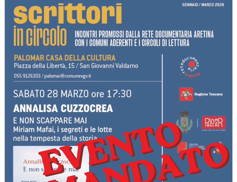 San Giovanni Valdarno rinviato l’incontro con Annalisa Cuzzocrea