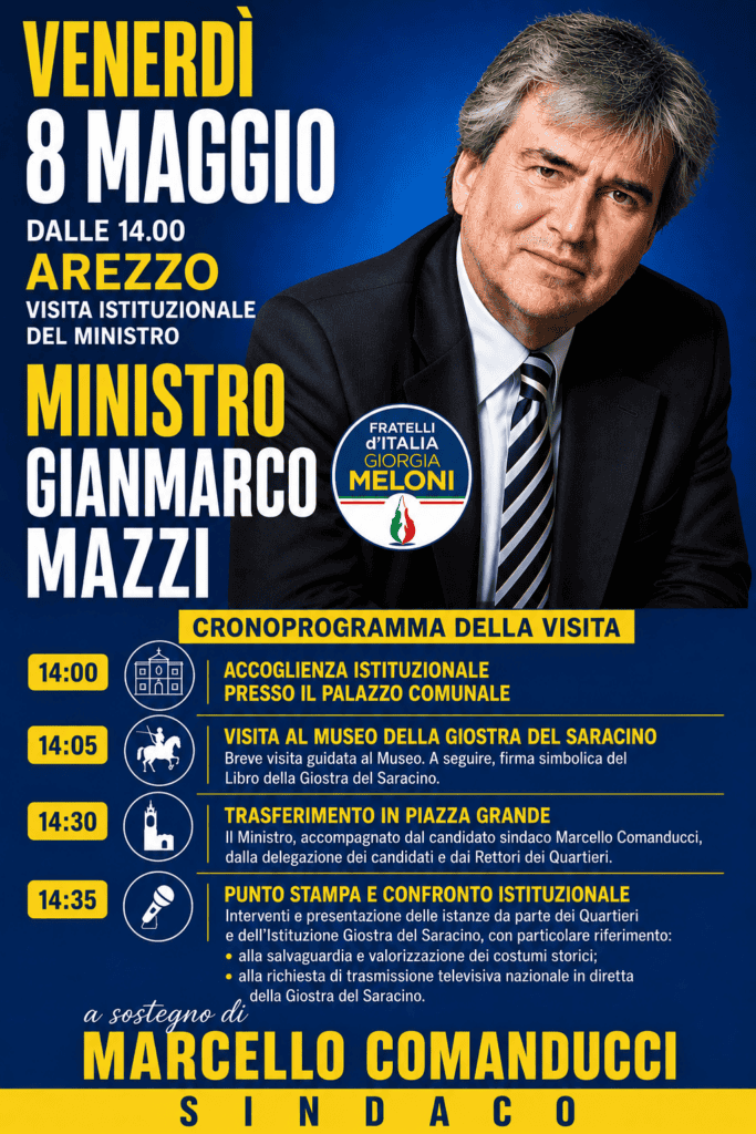 Il Ministro del Turismo Gianmarco Mazzi ad Arezzo