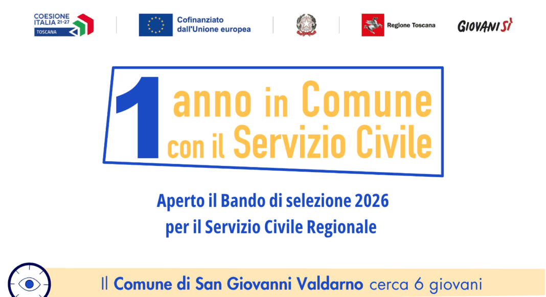 San Giovanni Valdarno cerca 6 giovani per il servizio civile regionale
